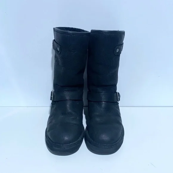 Women UGG Australia Sutter‎ Boot 1005374 Black Leather Size 6 - Picture 3 of 8